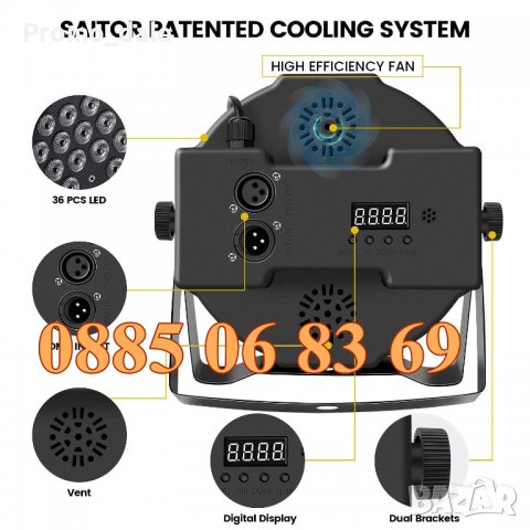 Диско прожектор 36 LED, дискотечен прожектор, диско осветление, снимка 4 - Други - 38728348