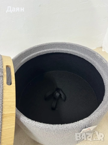 Тапицирана табуретка HOMCOM, плюшено полар, скрито място за съхранение, обръщаем капак, снимка 5 - Столове - 53247662