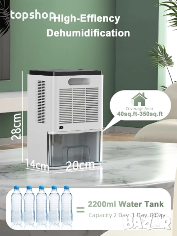 Влагоабсорбатор / влагоуловител за дома ZASTION 2200ml, покривна площ 260 квадратни фута, Цвят бяло , снимка 6 - Други стоки за дома - 52178660