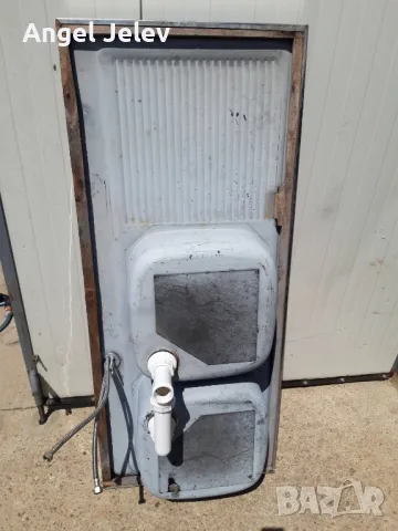 двойна емаилирана мивка със сифон 130/56см, снимка 3 - Мивки - 50308937