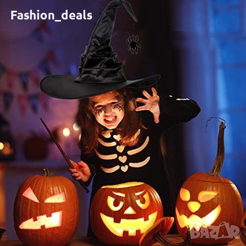 Нови 3 броя Голяма Хелоуин Черна шапка на вещица магьосник , снимка 2 - Други - 42944736
