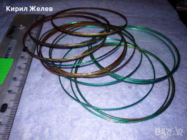 КОМПЛЕКТ СТОМАНЕНИ РЕТРО АРТ ГРИВНИЧКИ ЗЕЛЕНИ и ЗЛАТИСТИ БРОНЗИРАНИ 37509, снимка 7 - Гривни - 40836368