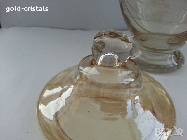  стъклена купа буркан с капак цветно стъкло , снимка 6 - Антикварни и старинни предмети - 33117275