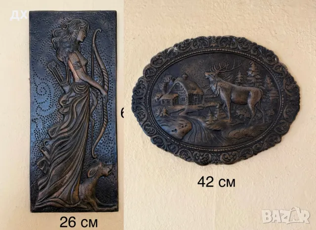 2 бр. Старинни релефни картина за стена., снимка 1