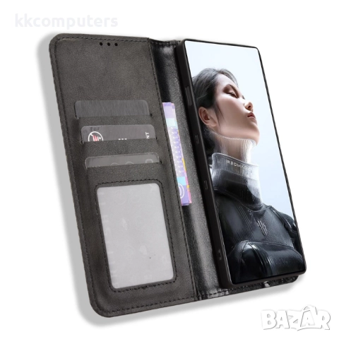 Кожен Ретро Калъф за ZTE nubia RedMagic 11 Pro 5G / 11 Pro+ 5G- Магнитно затваряне, Държач за карти , снимка 10 - Калъфи, кейсове - 52490655