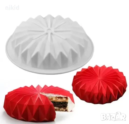 Оригами триъгълници  кръг кръгла силиконова форма силиконов молд за кекс сладкиш десерт