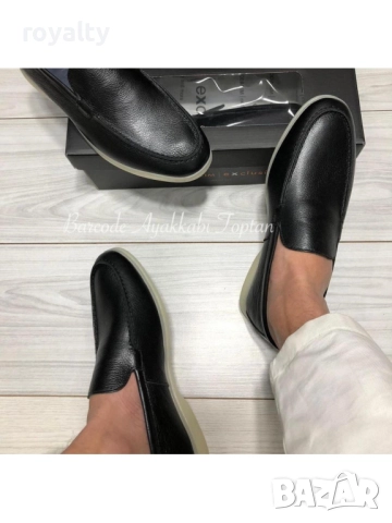 Мъжки черни мокасини от естествена кожа