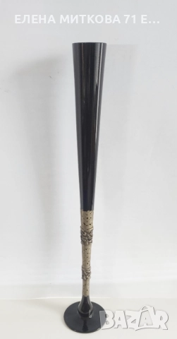 Уникална артистична много висока и елегантна ваза с метализирана декорация