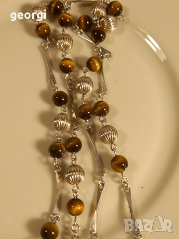 сребърно колие с тигрово око, снимка 8 - Колиета, медальони, синджири - 43700721