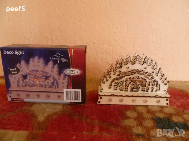 Декоративна нощна LED лампа от дърво , снимка 1