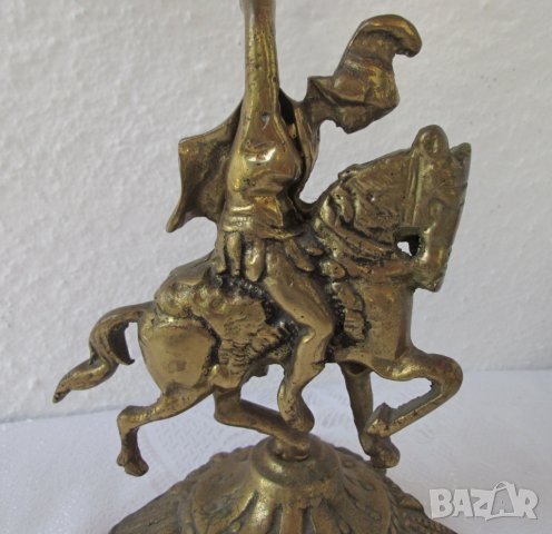 2 бр. свещник с рицар, месинг бронз метал, свещници фигура малка пластика, снимка 2 - Статуетки - 28963323