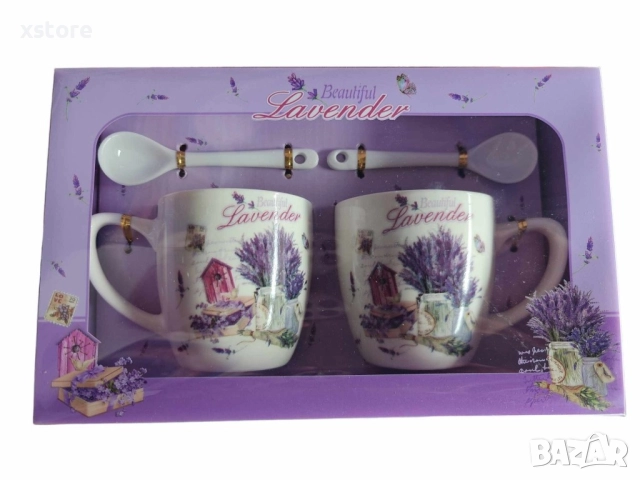 Комплект за двама с 2 порцеланови чаши и 2 лъжички, за изискано изживяване на вкуса, снимка 2 - Чаши - 52699887