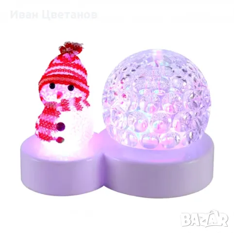 Коледна LED лампа сфера с коледна фигура на Снежен човек и многоцветна светлина, снимка 2 - Декорация за дома - 47749579