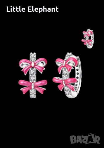 Сребърни обеци халки с панделки,pin romantic jewelry,колекция"Famоus/нови