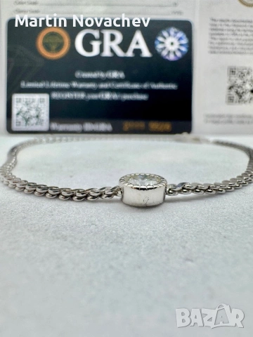 Сребърна гривна с мойсанит (Диамант) 0.5 карата, снимка 4 - Гривни - 53039715