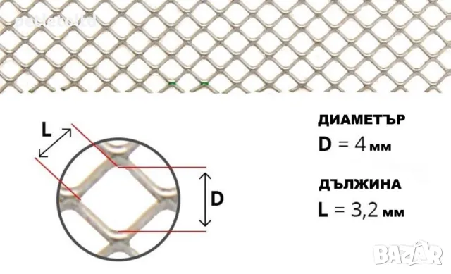 Фина метална мрежа ПЧЕЛАРСКА с форма на отвора ромб 3 мм Х 4 мм (цената е за топче 2 М Х 1 М), снимка 3 - За пчели - 36308967