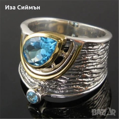 Сребърни пръстени с топаз, сапфир, цирконий, рубин, аквамарин, опал