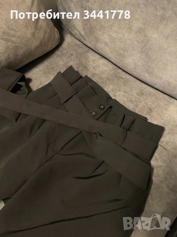 черен  панталон  с висока талия и колан, снимка 1 - Панталони - 37410284