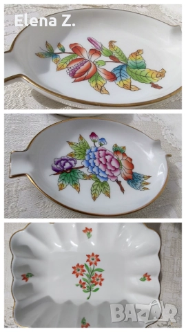 2 ръчно рисувани пепелника и купичка Herend Hungary