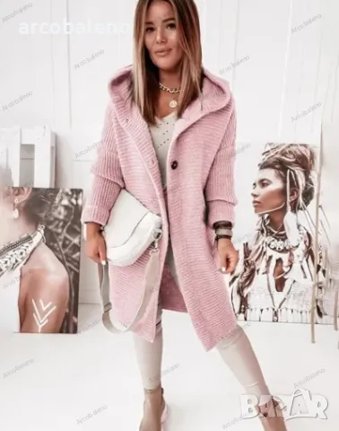 Дамска свободна жилетка с качулка, 9цвята , снимка 2 - Жилетки - 48409862