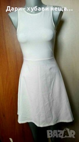 Бяла разкроена рокля от фино памучно трико🍀❤XS,S,S/M❤🍀арт.4252, снимка 2 - Рокли - 36853048