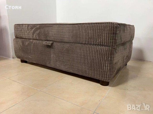 Голяма светло кафява табуретка от плат ракла, снимка 6 - Дивани и мека мебел - 40781537