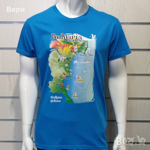 Нова мъжка синя тениска с трансферен печат Черно море - България, снимка 6 - Тениски - 28222259