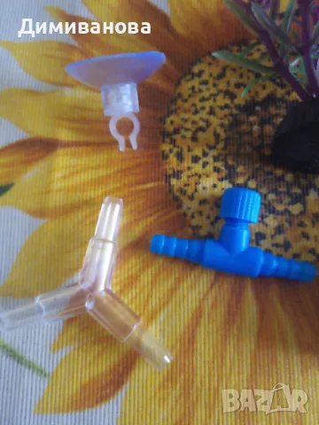 Комплект за аквариум ( термометър, камъче за въздух, водорасло, кранче за въздух), снимка 2 - Оборудване за аквариуми - 49807716