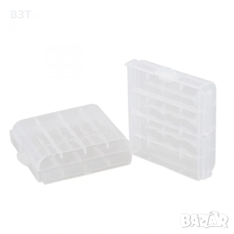 КУТИЯ ЗА СЪХРАНЕНИЕ НА 4 БРОЯ БАТЕРИИ AA/AAA ПЛАСТМАСОВА ПРОЗРАЧНА БЯЛА, снимка 5 - Кутии за съхранение - 53284727