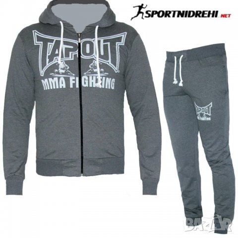 Спортен екип TAPOUT MMA, тъмно сив, памук и ликра, с качулка, снимка 1 - Спортни дрехи, екипи - 38171039
