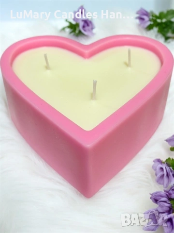 Свещ “ Розово сърце”, снимка 6 - Декорация за дома - 53222893