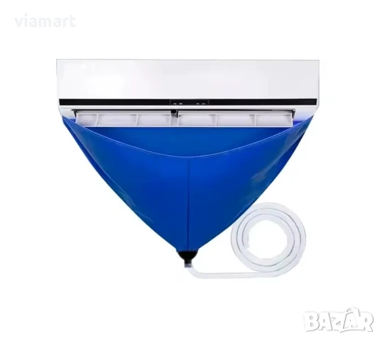 Калъф за почистване на климатик, 90 см, Водоустойчив PVC, За вътрешно тяло без демонтаж, Син