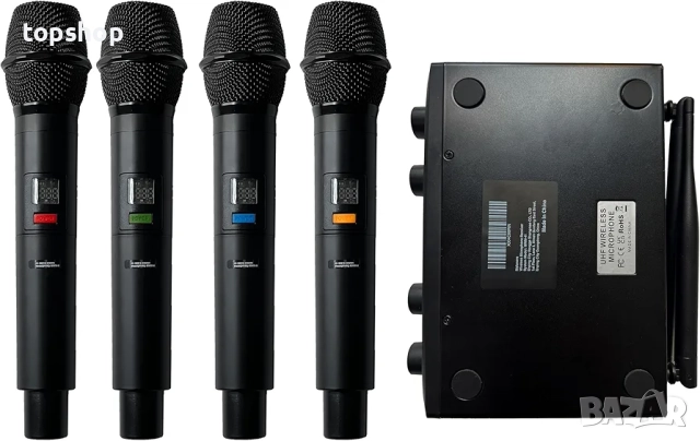 Чисто нови 4 микрофона и миксер, 4-канална безжична микрофонна система, UHF компактен безжичен ..., снимка 9 - Микрофони - 52199403