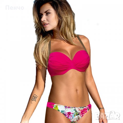 Класически дамски бански костюм от две части секси с твърд кант бандаж плажно облекло море басейн со, снимка 5 - Бански костюми - 28038251