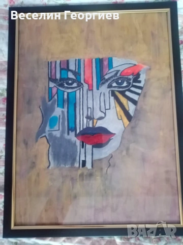 Картина "Маска"-гваш, снимка 3 - Картини - 53392634