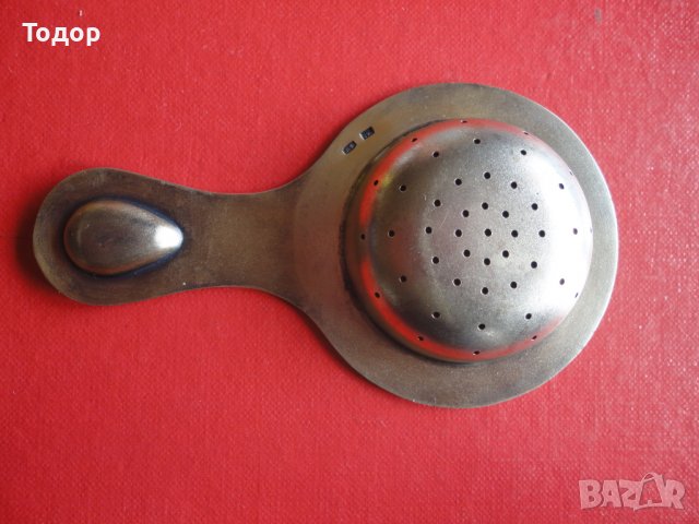 Уникална руска сребърна цедка за чай емайл позлата 916, снимка 2 - Колекции - 38740723