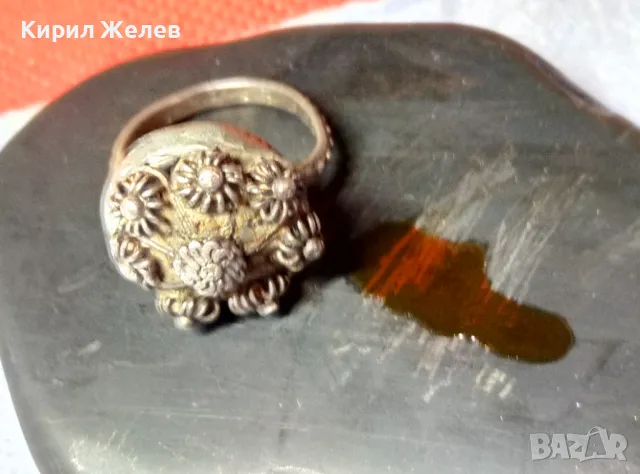 Старинен ВЪЗРОЖДЕНСКИ ФИЛИГРАНЕН СРЕБЪРЕН ПРЪСТЕН СРЕБРО ВИСОКА ПРОБА РЪЧНА КУЮМДЖИЙСКА РАБОТА 47507, снимка 4 - Антикварни и старинни предмети - 49294840