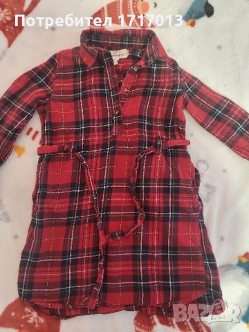 Рокля-риза каре / червена рокля / размер 98