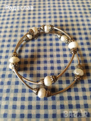 двойна гривна с естествени перли 