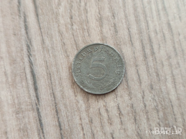 Монета 1943 Германия 5 Reich Pfennig