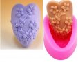 Виолетки сърцевиден  Дълбок силиконов молд  форма калъп за сапун гипс шоколад фондан, снимка 1 - Форми - 32439313