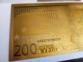 Позлатена с 24 карата злато банкнота 200 Евро със сертификат, снимка 5