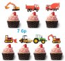 7 бр топери строителни машини Багер Трактор Кран декор украса за мъфини торта , снимка 1 - Други - 27059085