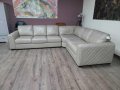 Голям кремав кожен ъглов диван "Mazzini", снимка 3