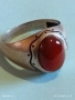 Винтидж сребърен пръстен с Червен Кехлибар ювелирна изработка 51791, снимка 6