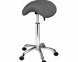 *Козметичен/фризьорски стол - табуретка Organic 59/78 см - бяла-черна - сива, снимка 3