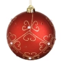 Коледна топка червена мат с флорален мотив Ø15 см_1254113, снимка 1