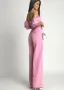 Дамски розов сет топ с панталон, снимка 2