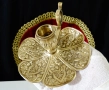 Викториански бронзов свещник,детелина,орнаменти. , снимка 3