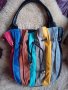 Уникална италианска цветна чанта от естествена кожа 